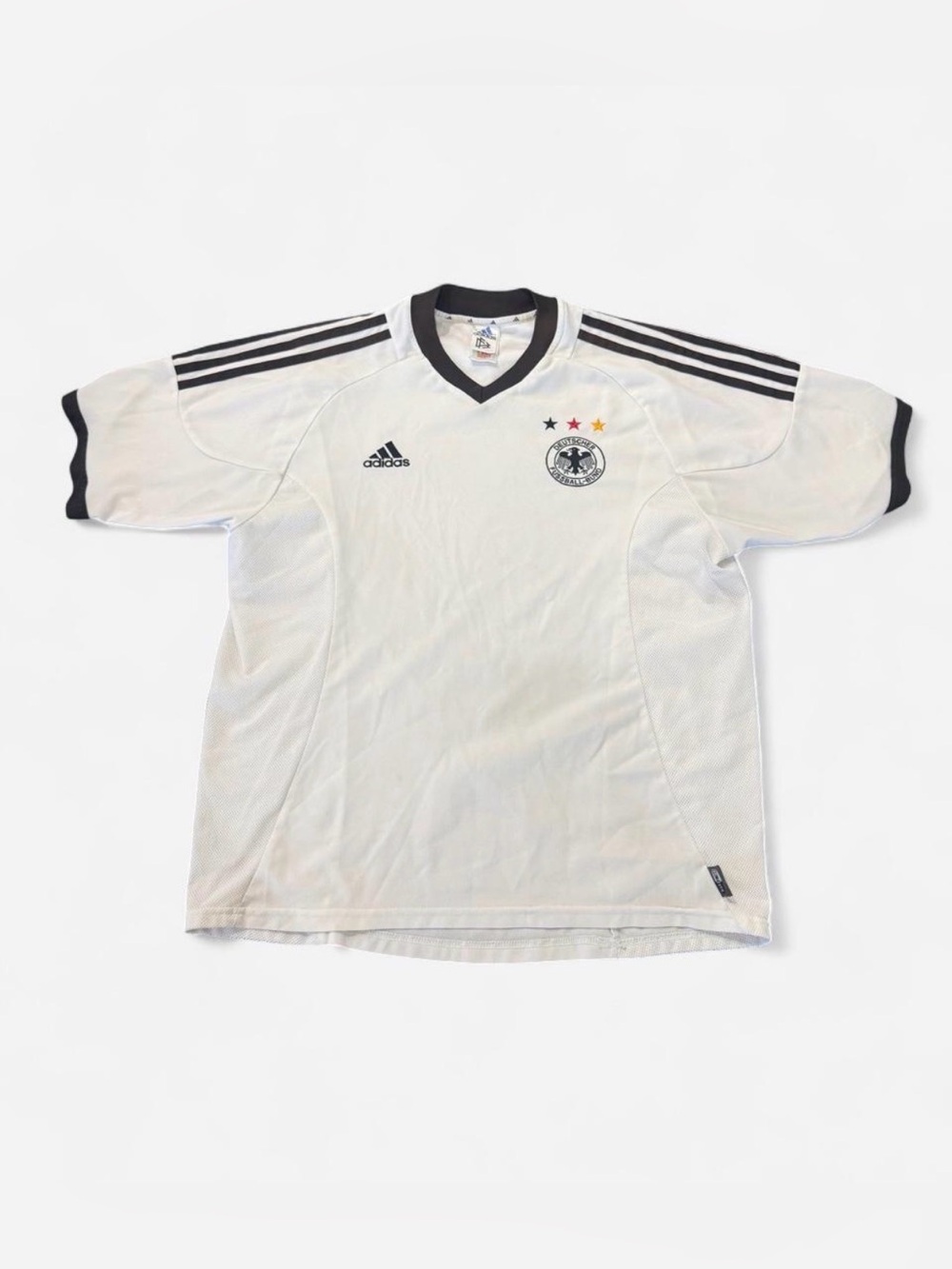 Adidas Men’s Large White Germany Soccer Jersey with Black Red Gold Stars
